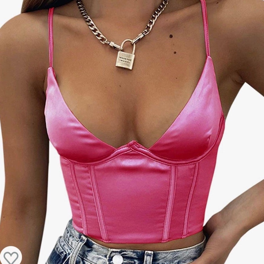 amazon pink corset crop top